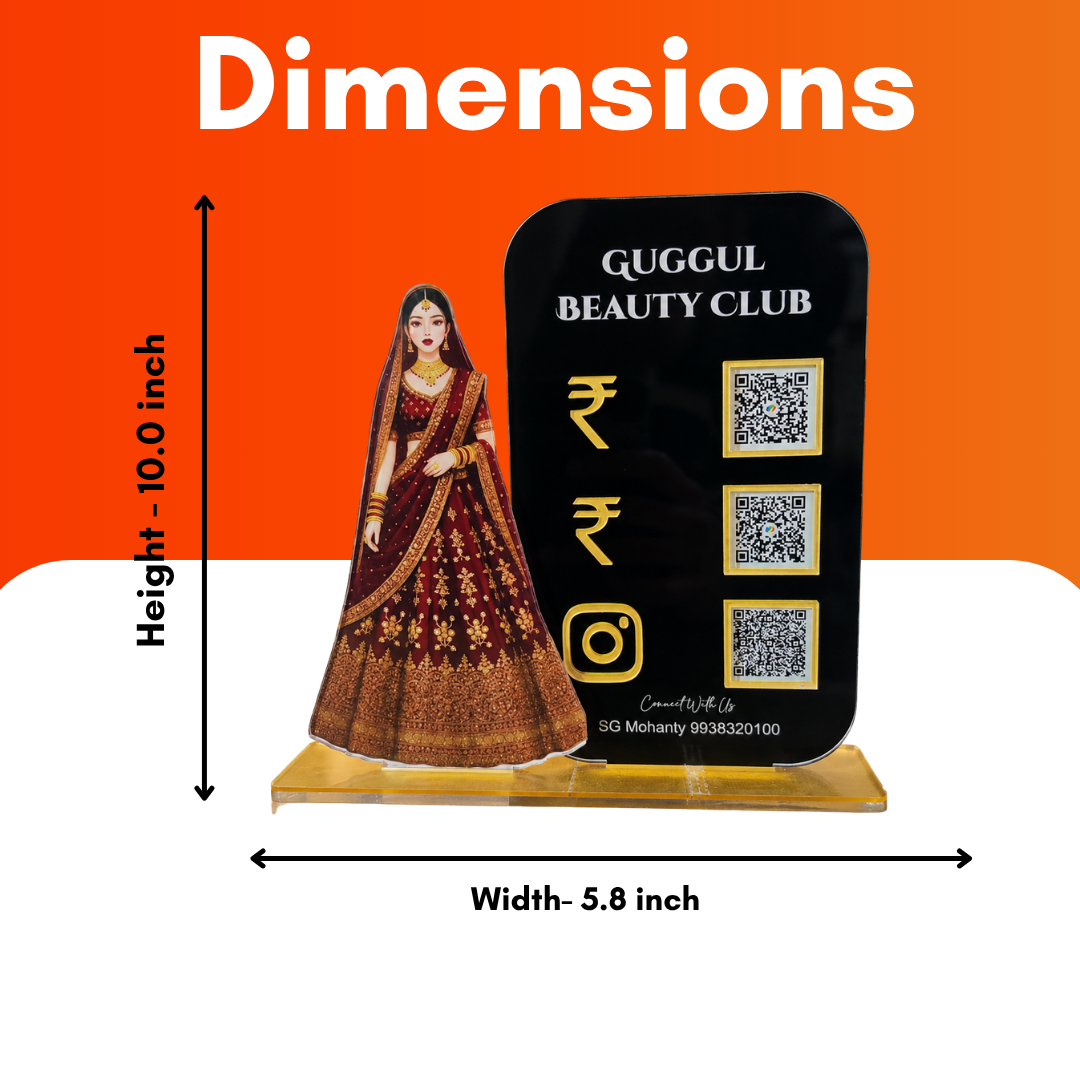 3 QR NFC Enabled Bride Cut Out Black Standee For Cloth Store