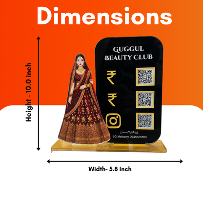 3 QR NFC Enabled Bride Cut Out Black Standee For Cloth Store