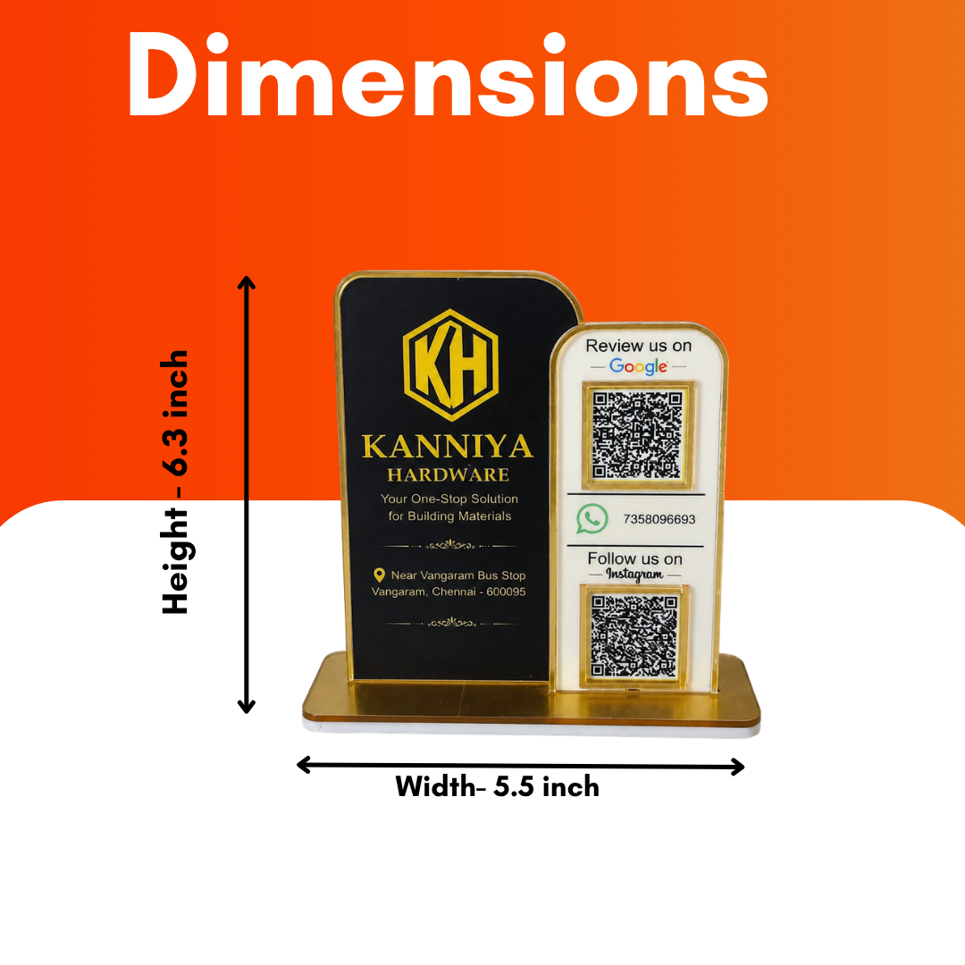 2 QR NFC Enabled Logo Cut Out Standee For Jewellers Hardware Garage