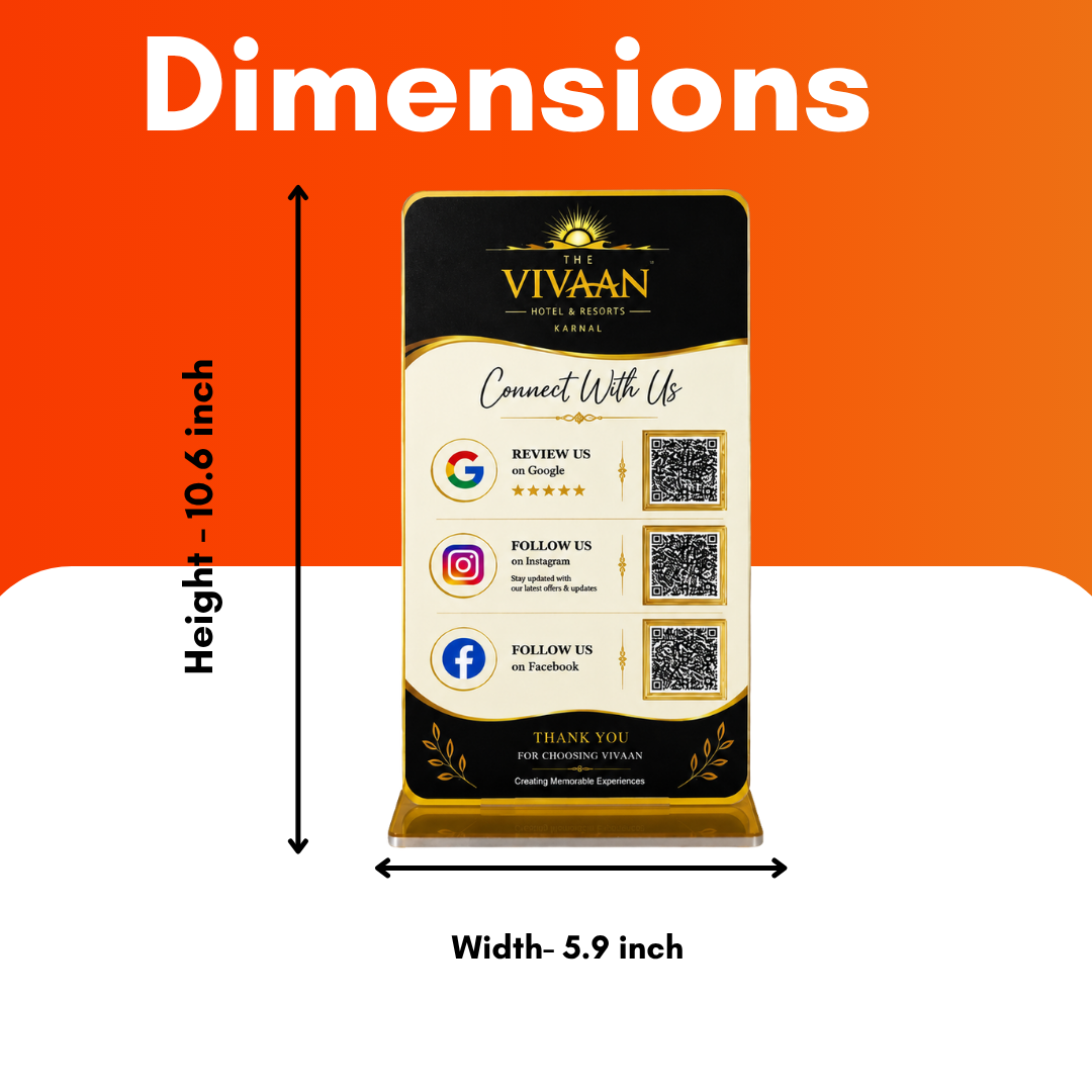 3 QR NFC Enabled Vertical Standee For Hotel Resort Decor