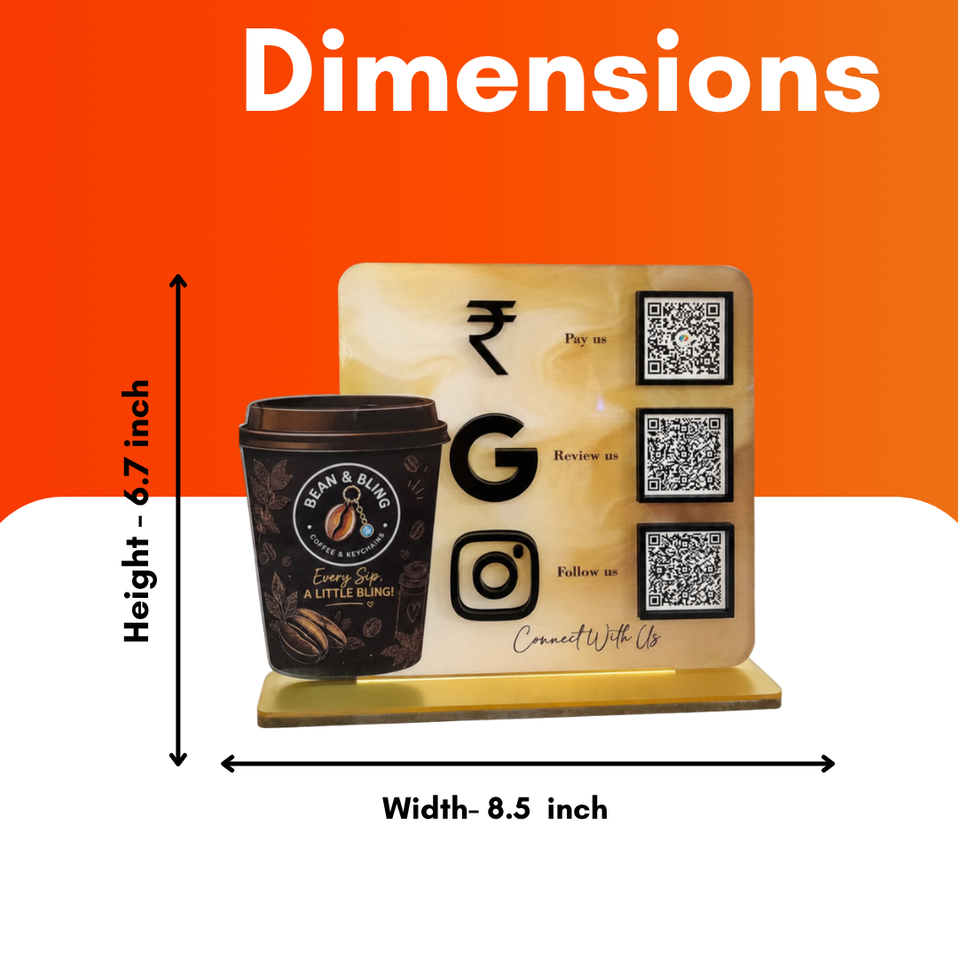 3 QR NFC Enabled Coffee Cup Cut Out Standee For Coffee Shop Cafe Restaurent