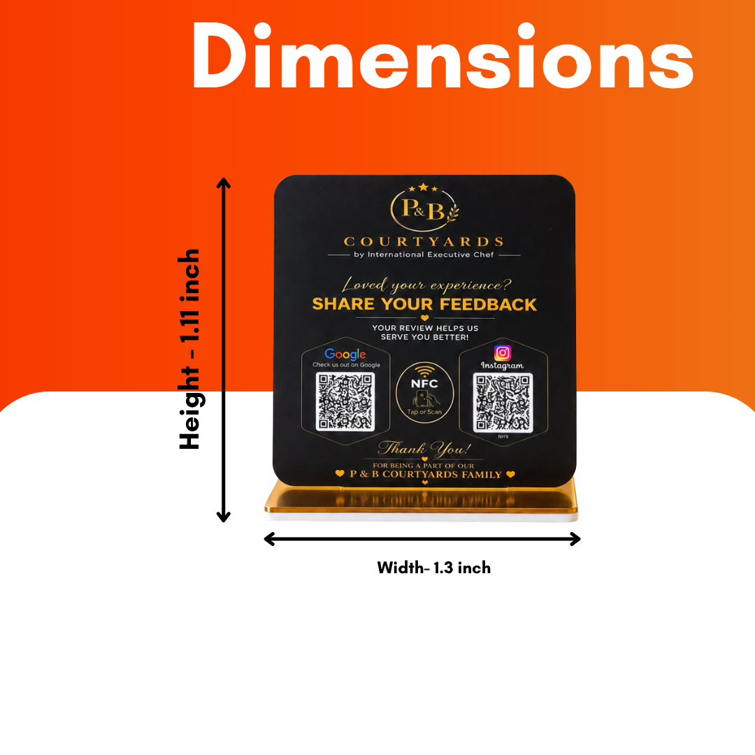 2 QR NFC Enabled Black Background Standee For Restaurant Salon
