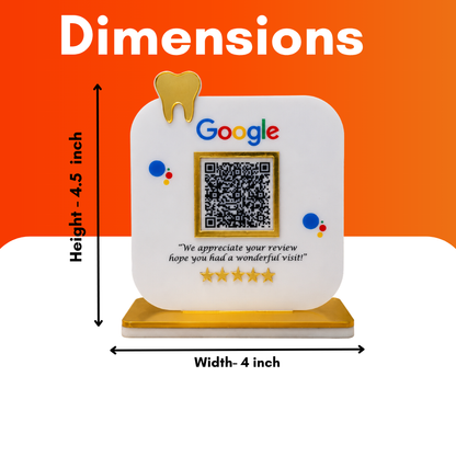 1 QR NFC Enabled Premium Google Review Tooth Cut Out Standee For Dental Clinic Hospital Medical Store