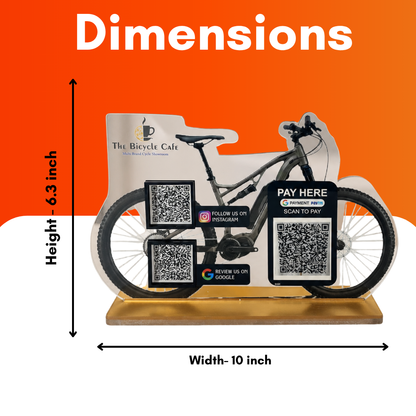 3 QR NFC Enabled Cycle Shape Standee For Automobiles Cycle Showroom Garage