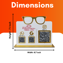 3 QR NFC Enabled Glasses Cut Out White Colour Standee for Optical and Eye Clinic