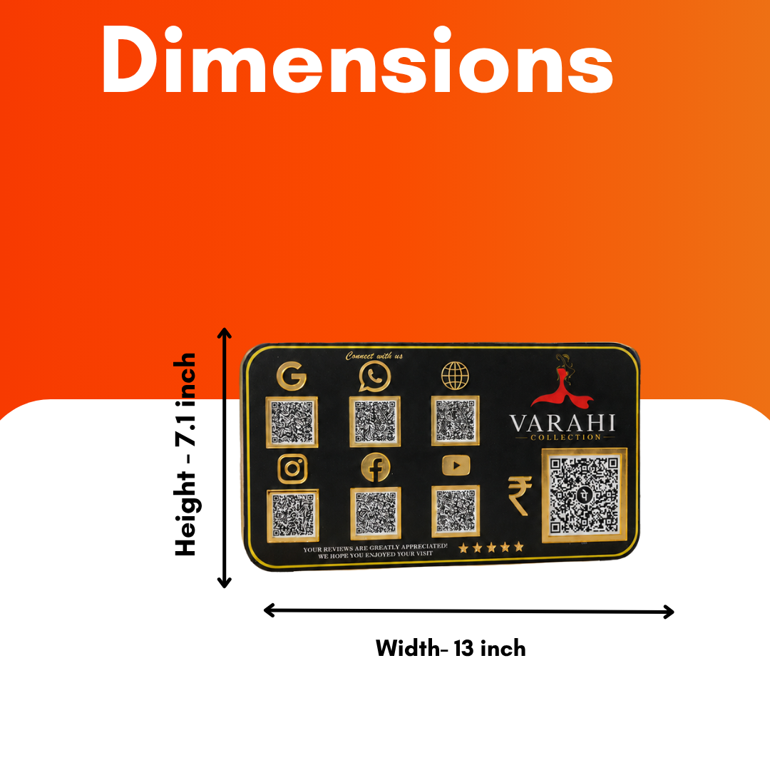 7 QR NFC Enabled Black Background Standee For Cloth Store