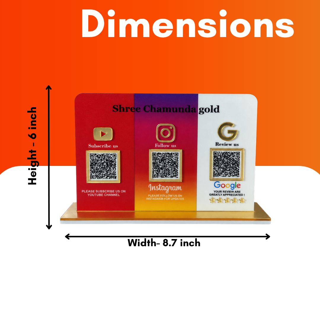 3 QR NFC Enabled Multi Color Standee For Jewellers Salon Hotel