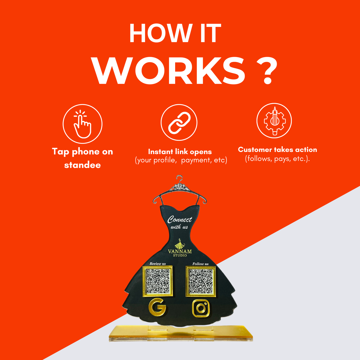 2 QR Black Dress Shape Standee