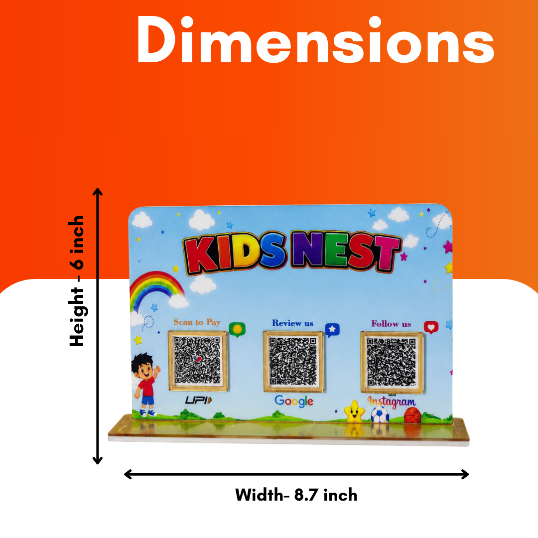3 QR NFC Enabed Kids Theme Standee For School and Collages