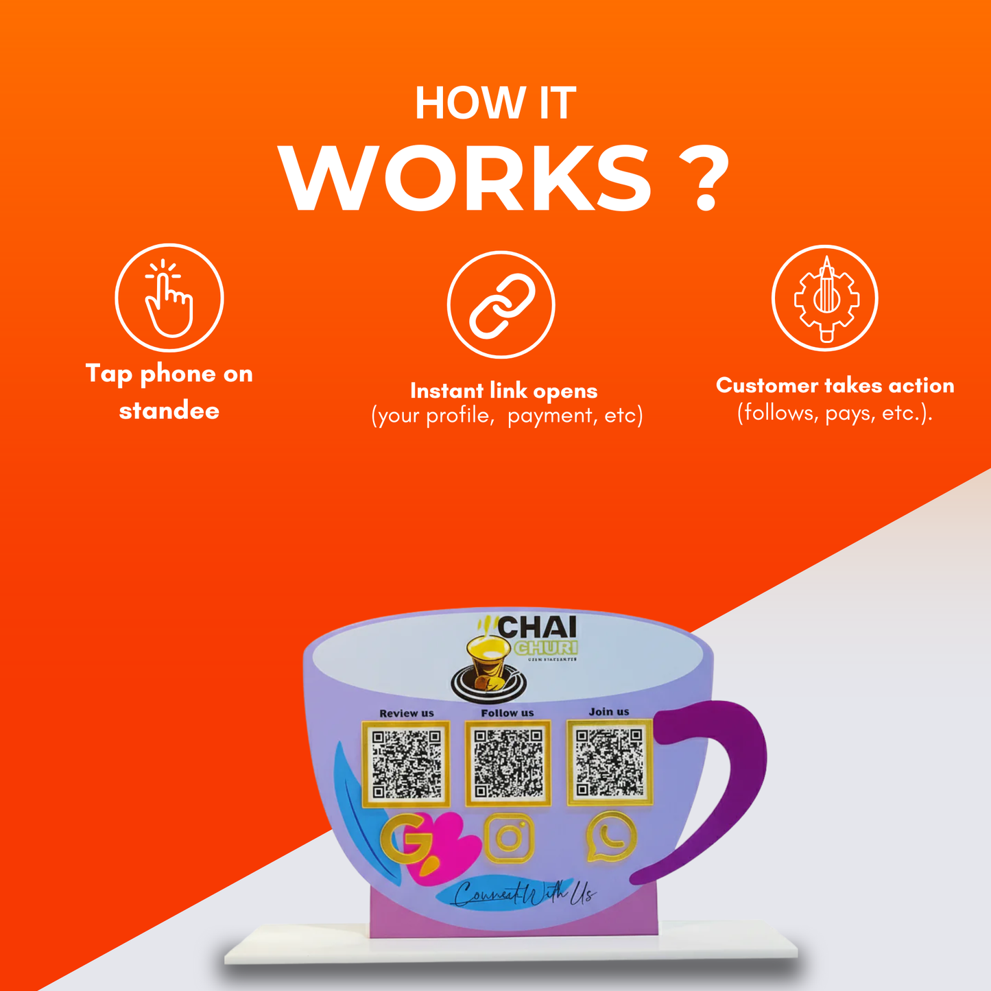 3 QR Cup Shape Standee