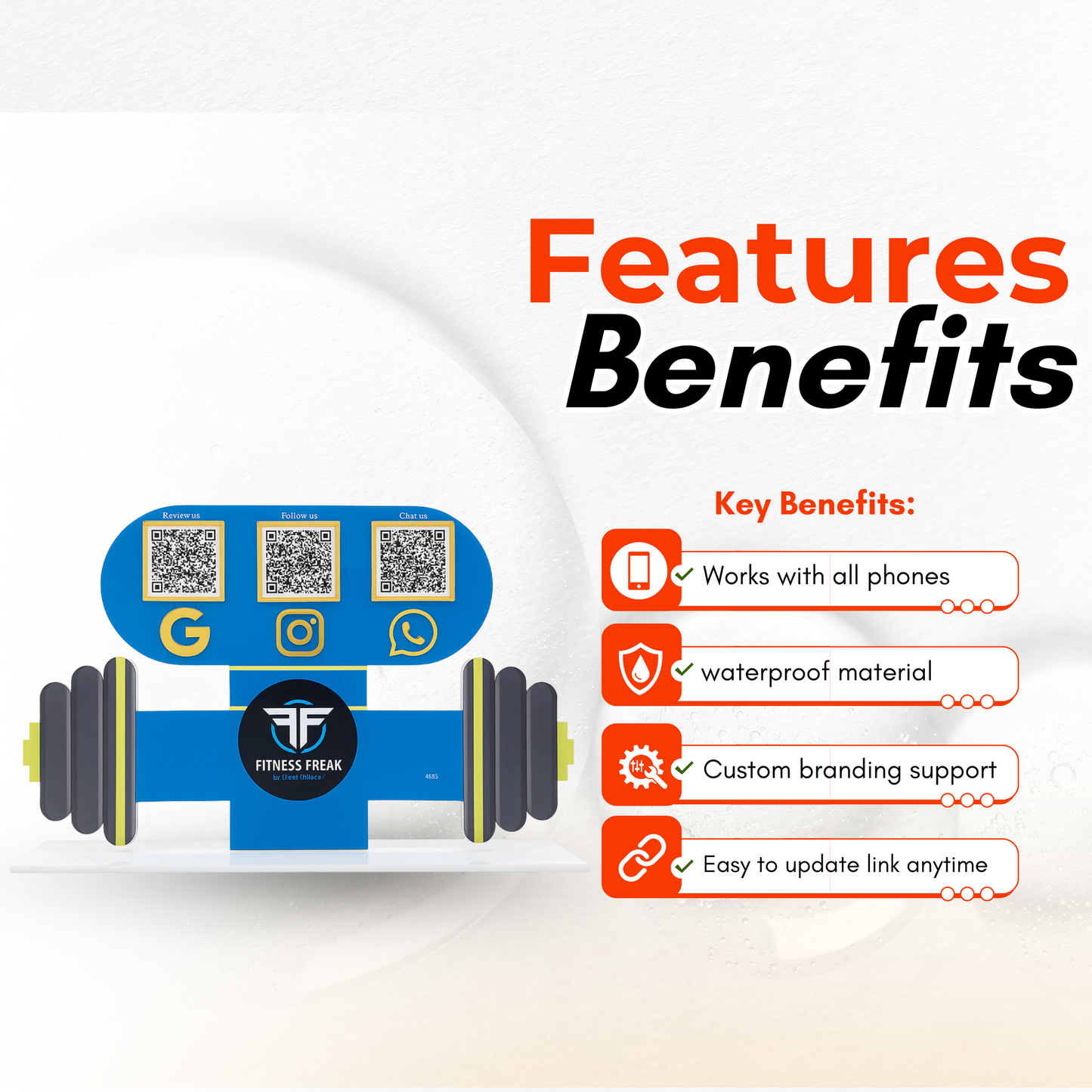 3 QR Dumbbell Shape Standee