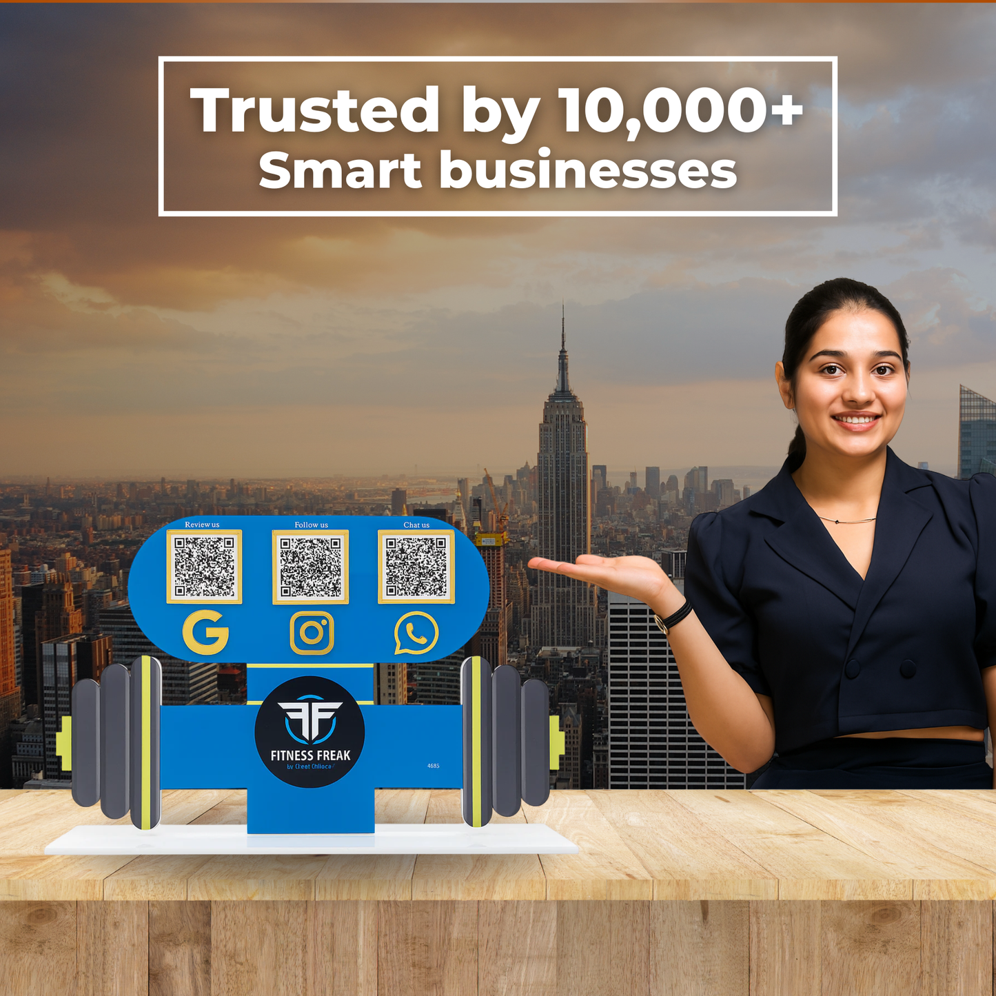 3 QR Dumbbell Shape Standee