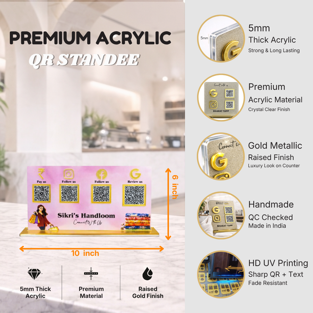 4 QR Horizontal Standee For Handlooms