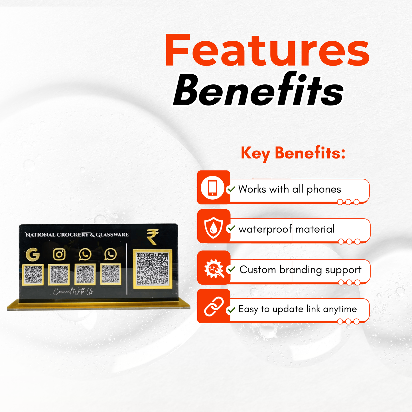 5 QR Black Horizontal Standee with Payment QR