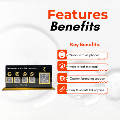 5 QR Black Horizontal Standee with Payment QR