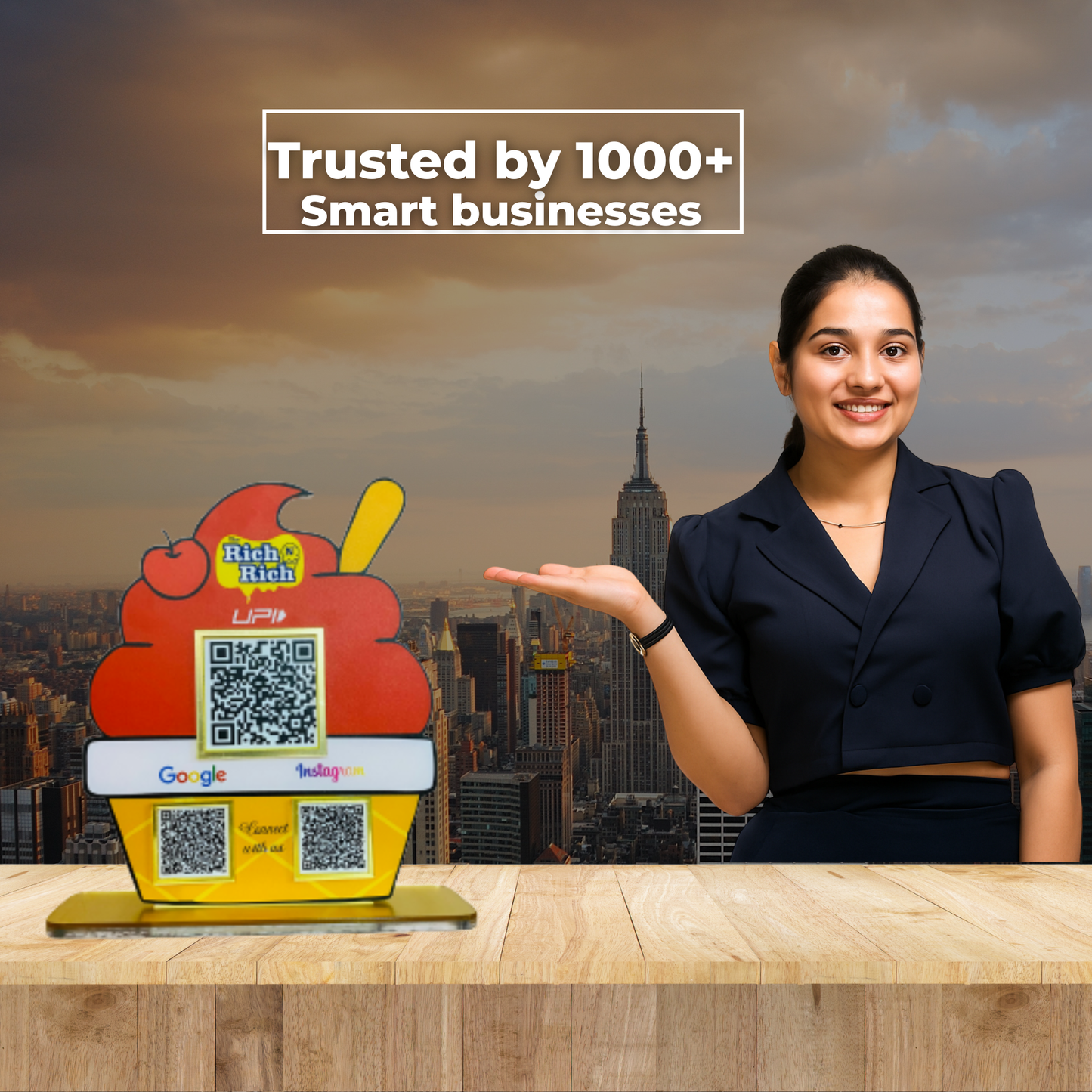 3 QR Ice Cream Cup Shape Standee