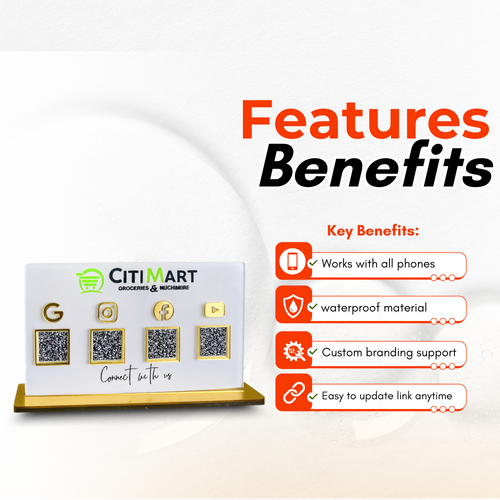 4 QR Horizontal White Colour QR Standee with Payment QR