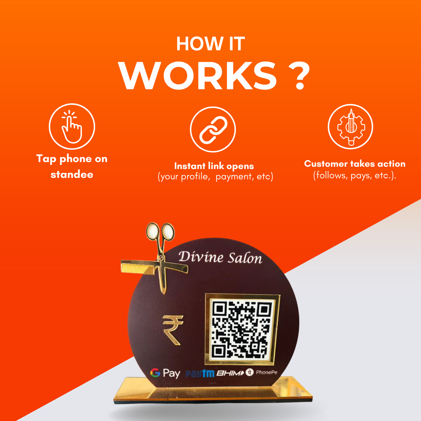 1 Qr payment Standee Salon shape