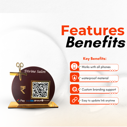 1 Qr payment Standee Salon shape