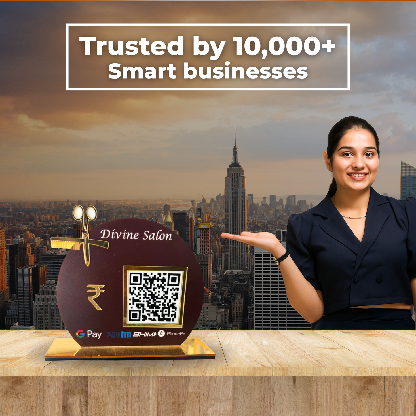 1 Qr payment Standee Salon shape
