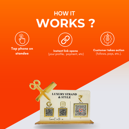 3 QR Frosted Salon Shape Standee