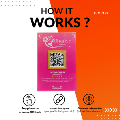1 QR Pink Colour NFC Enabled Standee For Makeover and Beatuy Salons Spa