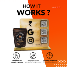 3 QR NFC Enabled Coffee Cup Cut Out Standee For Coffee Shop Cafe Restaurent