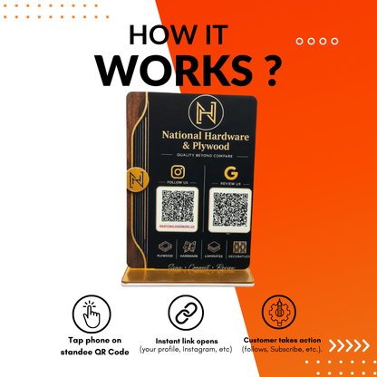 2 QR NFC Enabled Plywood Printed Standee For Furniture and Plywood Showroom