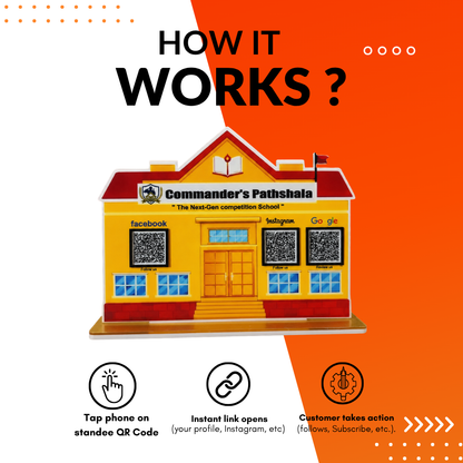 3 QR NFC Enabled School Shape Standee For Schools