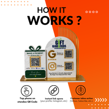 2 QR With 1 QR NFC Enabled Gift Shape Standee For Gift Store and Shop