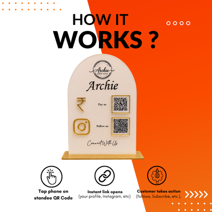 2 QR NFC Enabled Round shape Standee For Decor and restaurants