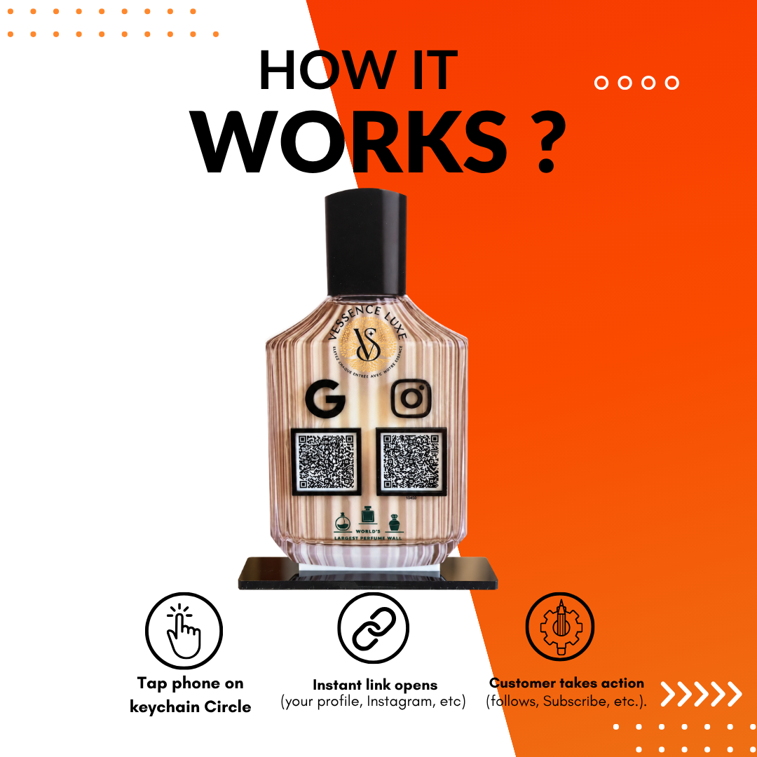 2 QR NFC Enabled Bottle Shape Standee for Perfume Attar & Cosmetic Store