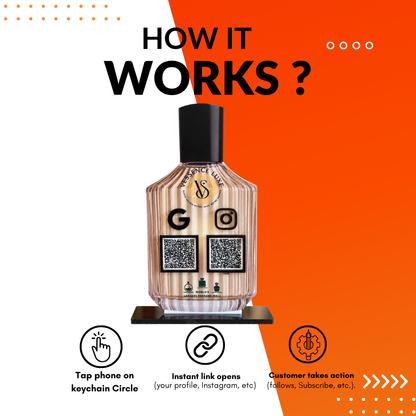 2 QR NFC Enabled Bottle Shape Standee for Perfume Attar & Cosmetic Store