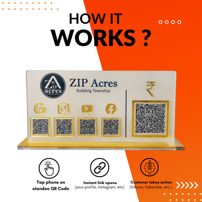 5 QR Horizontal Forsted Standee For jewellers Salon Shops