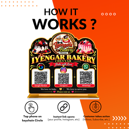 3 QR NFC Enabled Premium Cake Cut-Out Standee for Bakery, Cake Shop & Cafe