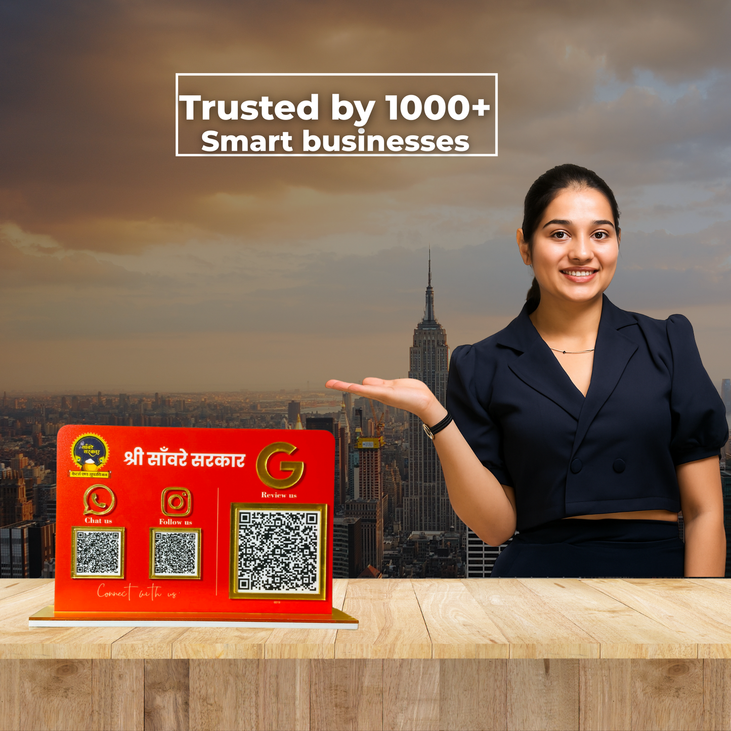 3 QR Horizontal Standee with Google Review QR