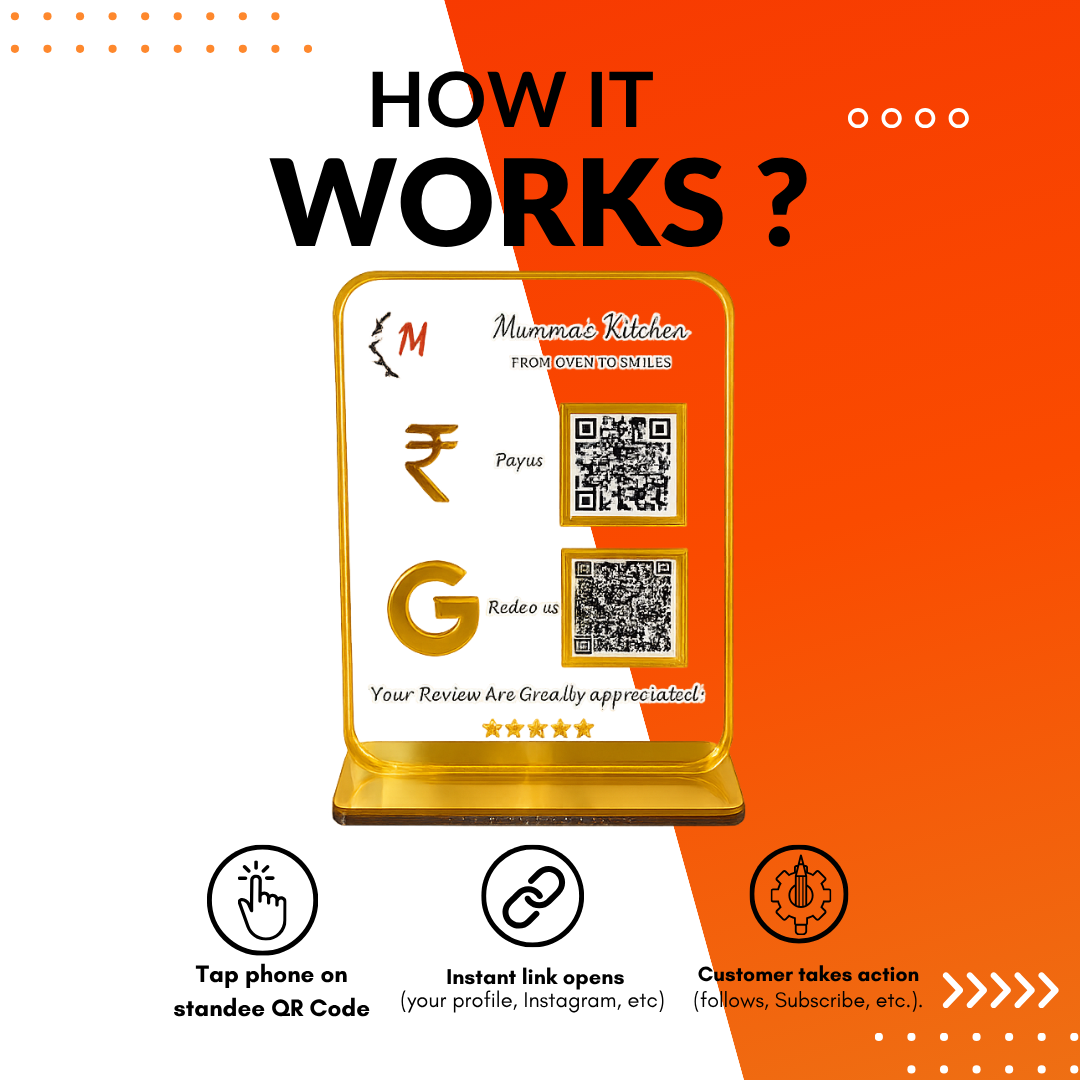 2 QR NFC Enabled Transparent Standee For Spa Salon Jewellers