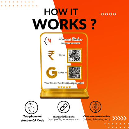 2 QR NFC Enabled Transparent Standee For Spa Salon Jewellers