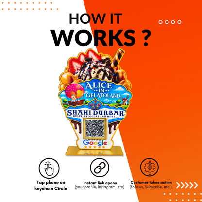 1 QR NFC Enabled Ice Cream Shape Cut-Out Standee for Ice Cream Parlour Kulfi & Dessert Shop