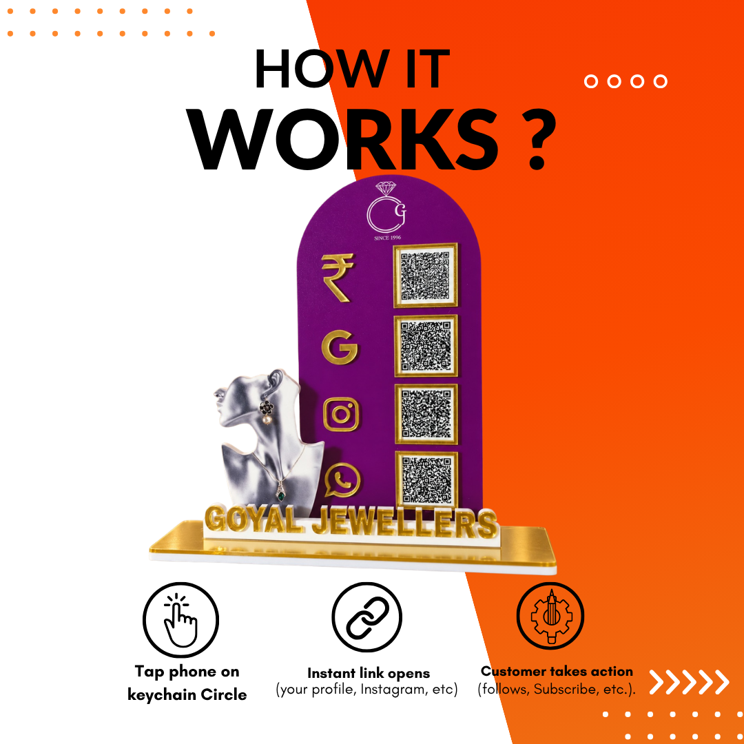 4 QR NFC Enabled Premium Jewelry Standee for Jewellery Shop & Gold Store For Jewellers