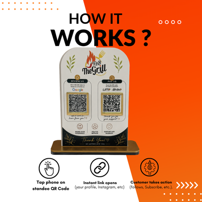 2 QR NFC Enabled White Standee For Restaurant Hotel Cafe