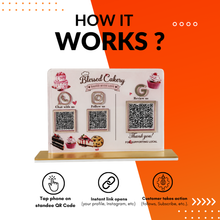 3 QR NFC Enabled Cake and Cookies Printed Horizontal Standee For Bakery and Cake Shop
