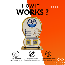 2 QR NFC Enable Ear Printing Round Shape Standee For Hospital Clinic