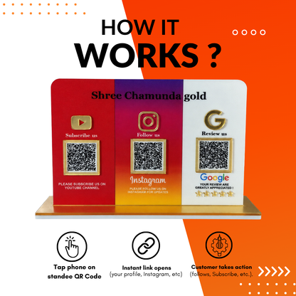 3 QR NFC Enabled Multi Color Standee For Jewellers Salon Hotel