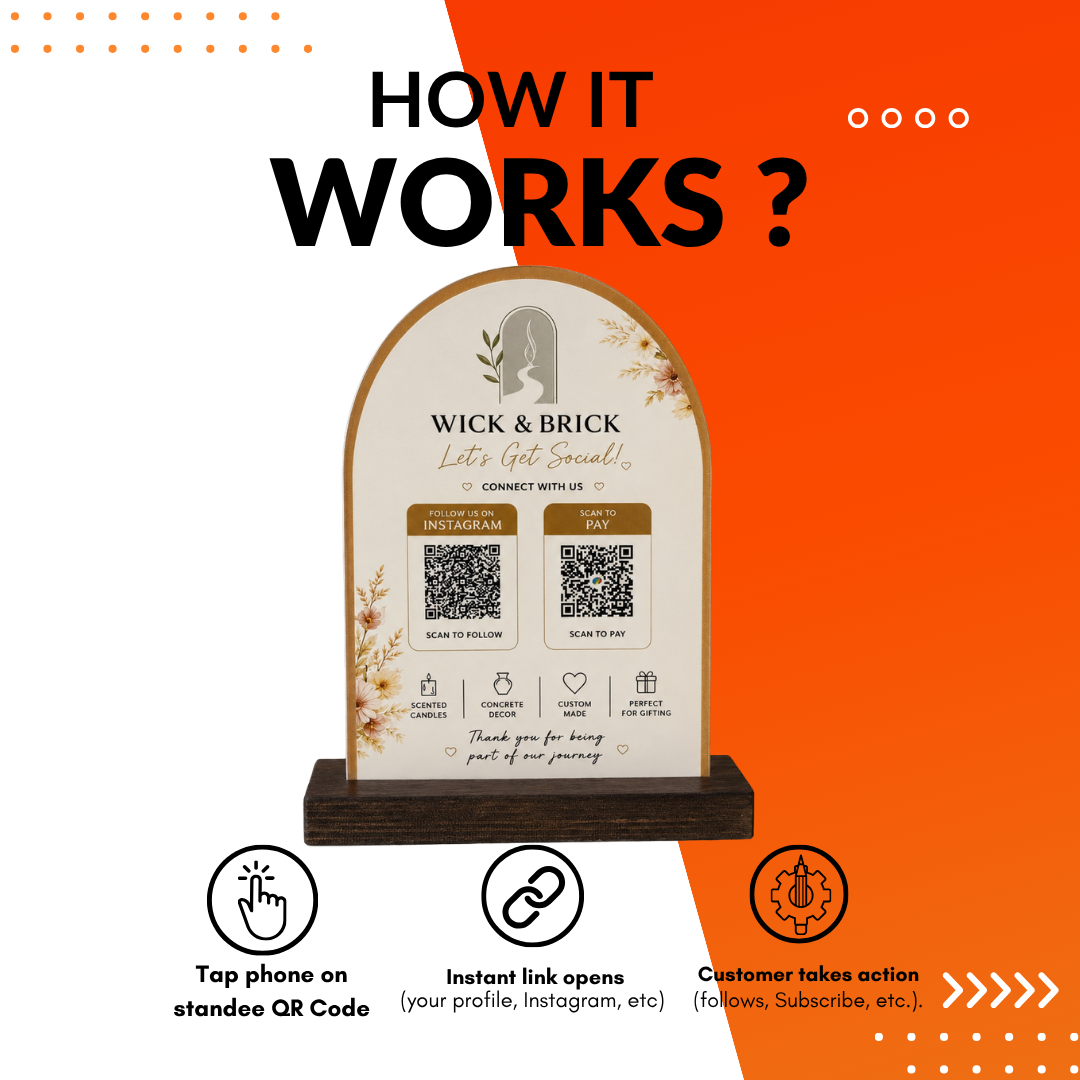2 QR Round Shape Customize NFC Enabled Standee For Decor Spa Hotel