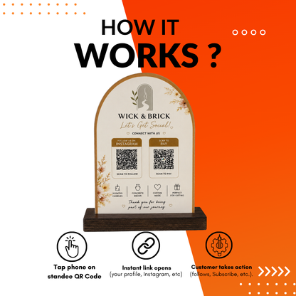 2 QR Round Shape Customize NFC Enabled Standee For Decor Spa Hotel