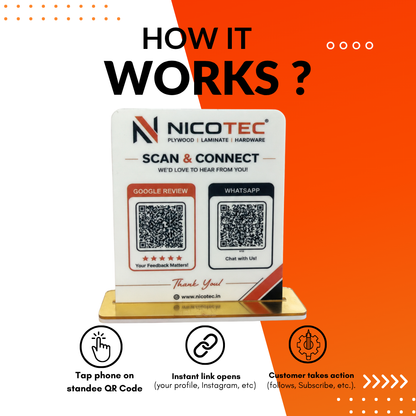 2 QR NFC Enabled Standee White Standee For Playwood Hardware Garage