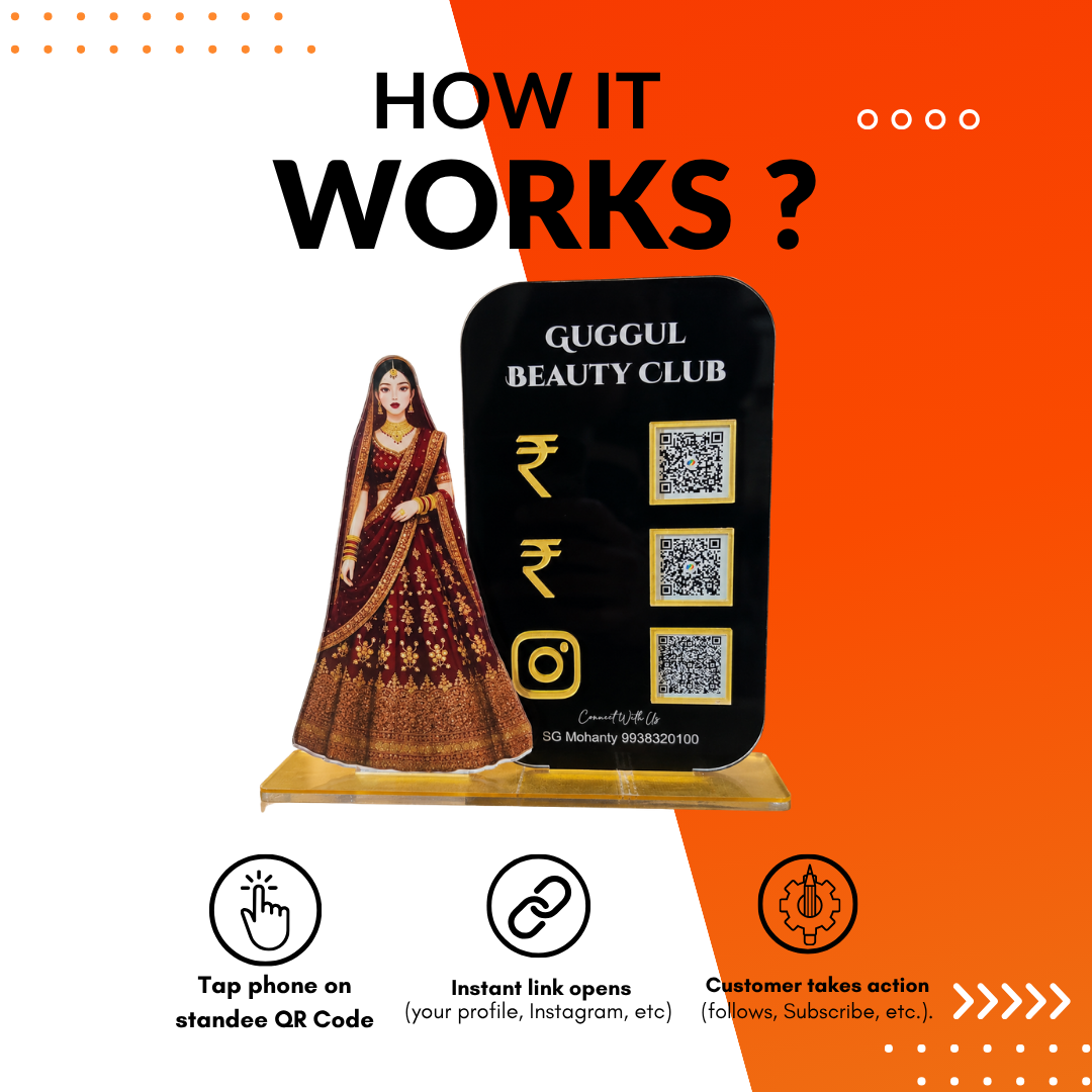 3 QR NFC Enabled Bride Cut Out Black Standee For Cloth Store