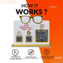 3 QR NFC Enabled Glasses Cut Out White Colour Standee for Optical and Eye Clinic
