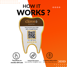 1 QR NFC Enabled Premium Tooth Shape Standee | Dental Clinic Counter for Dental Clinic